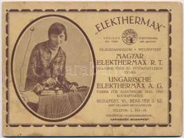 cca 1930 Elekthermax villamos készülékek árjegyzék, tűzött papírkötésben