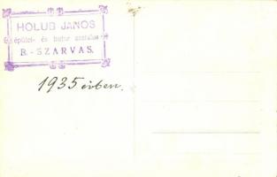 1935 Szarvas, Holub János épület- és bútor asztalos üzlete, kerékpár. Róth B. photo