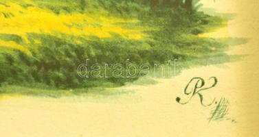 Olvashatatlan jelzéssel: Hattyú, vegyes technika, papír, üvegezett fa keretben, 11,5×17 cm