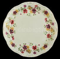 Zsolnay pillangó mintás porcelán süteményes készlet, 7 db (6 db kistányér + 1 db nagy), kézzel feste...