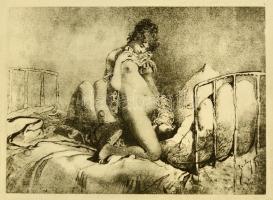 Zichy Mihály (1827-1906): 5 db erotikus jelenet, cinkográfiáról készült mélynyomás, papír, jelzés né...