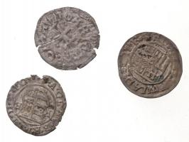 3db-os vegyes magyar denár tétel, közte "I. Lajos", "II. Ulászló", "II. Mát...