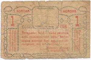 Beregszász 1919. szeptember 1. 1K szükségpénz T:IV Adamo BER-1.1