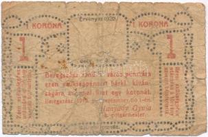 Beregszász 1919. szeptember 1. 1K szükségpénz T:IV Adamo BER-1.1