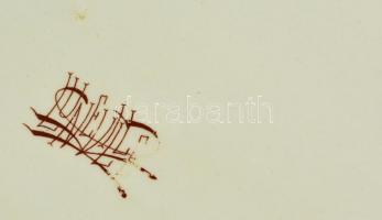 Lunevilla virágmintás / pillangós fajansz tál, részben kézzel festett, jelzett, kopásnyomokkal, 40,5...