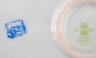 Zsolnay Mahart leveses készlet: 1 db tál + 4 db tányér, matricás, jelzett, apró kopásokkal, d: 22 il...