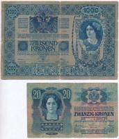 1902. 1000K + 1913. 20K mindkettő hamis  "BEREG 20 ARTIL COLONIAL ARMÉE D'HONGRIE" fe...