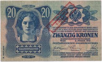 1913. 20K II. kiadás, hamis "Ausgegeben nach dem 4. oktober 1920" felülbélyegzéssel (fake ...