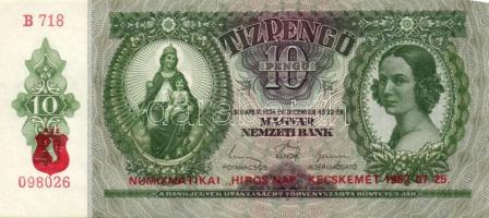 1936. 10P (2x) egymás utáni sorszámokkal. Numizmatikai "Hírös nap" 1987..." T:I