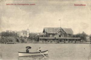 Balatonfüred, Jacht-club és a hercegprímási nyaraló, villa, csónakázók. Grüner Simon kiadása (EK)