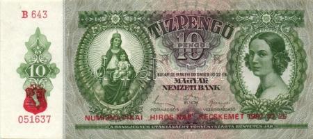 1936. 10P (4x) benne egymás utáni sorszámokkal (3x. Numizmatikai "Hírös nap 1987..." propa...