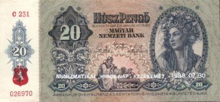 1941. 20P (6x)benne kevés ugrású sorszámokkal Numizmatikai "Hírös nap 1988..." T:I