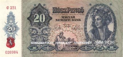 1941. 20P (6x)benne kevés ugrású sorszámokkal Numizmatikai "Hírös nap 1988..." T:I