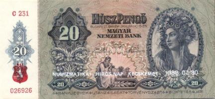 1941. 20P (6x)benne kevés ugrású sorszámokkal Numizmatikai "Hírös nap 1988..." T:I