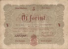 1848. 5Ft "Kossuth bankók" barna (4x) klf. színárnyalatokban értékszámokkal erős elcsúszás...