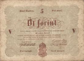 1848. 5Ft "Kossuth bankók" barna (4x) klf. színárnyalatokban értékszámokkal erős elcsúszás...