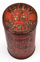 cca 1930 Kotányi János pirospaprikás fém doboz, kopottas, horpadással, m: 16 cm