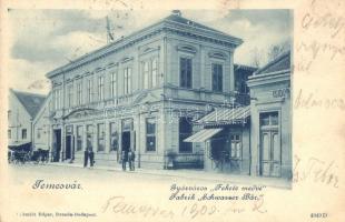 Temesvár, Timisoara; Fabrik Schwarzer Bär, Dreher Haupt-Bierdepot / Gyárváros. Dreher sörgyár, sörcsarnok a Fekete Medvéhez, üzlet. Schmidt Edgar kiadása / brewery, beer hall, shop