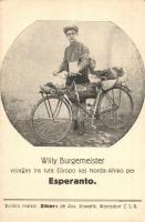 Willy Burgemeister, vojagas tra tuta Europo kaj Norda-Afriko per Esperanto / Esperanto propaganda, bicycle traveler (EK)