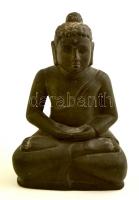 Ülő Buddha, festett gipsz, kopásokkal, m: 22 cm