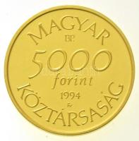 1994. 5000Ft Au "Veszélyeztetett állatvilág - Túzok" információs lappal 7,78g/0.584) T:PP
...