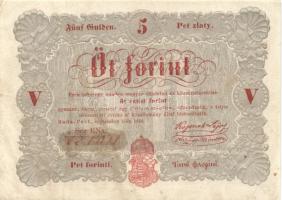 1848. 5Ft "Kossuth bankó" vörösbarna előlapi román "florini" szóban "II" nyomdai hibával T:II