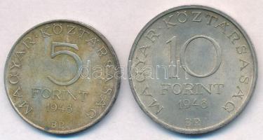1948. 5Ft Ag "Petőfi" + 10Ft Ag "Széchenyi" T:2