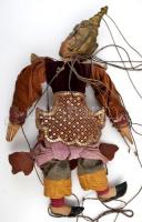 Díszes keleti bábfigura, hiányos, m: 42 cm