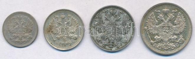 Orosz Birodalom 1908. 5k Ag + 1913. 15k Ag + 1914. 20k Ag + 1915. 10k Ag T:2,2-
Russian Empire 1908...