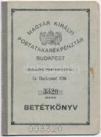 Budapest 1941-1943. Magyar Királyi Postatakarékpénztár Budapesti 706. fiókjának betétkönyve, bejegyzésekkel és bélyegzésekkel