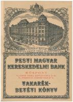 Budapest 1938-1944. Pesti Magyar Kereskedelmi Bank Központi fiókjának betétkönyve, bejegyzésekkel és bélyegzésekkel