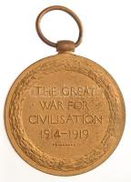 Nagy-Britannia 1914-1920. "Győzelmi Medál" kitüntetés mellszalag nélkül, peremén szám, ill...