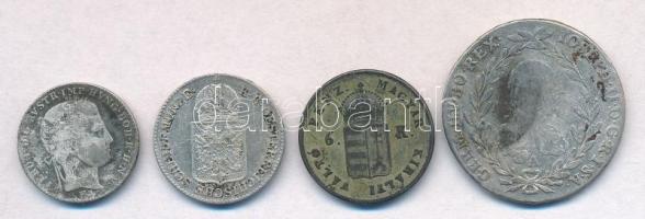 4db-os vegyes magyar és külföldi ezüstkrajcár tétel, közte 1843E 3kr Ag "V. Ferdinánd" T:2...