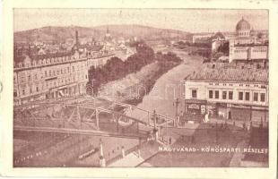 Nagyvárad, Oradea; Körös-parti részlet, híd, üzletek, zsinagóga / Cris riverbank, bridge, shops, synagogue (EK)