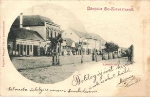 Székelykeresztúr, Cristuru Secuiesc; Kossuth tér, üzletek. Lengyel László kiadása / square, shops (fl)