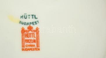 Hüttl Tivadar hiányos étkészlet és csészék, matricás, kopott, jelzett,  összesen: 18 db