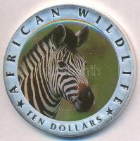 Libéria 2002. 10$ Cu-Ni Afrikai vadak - Zebra multicolor T:PP kis patina  Liberia 2002. 10 Dollars Cu-Ni African Wildlife - Zebra multicolor C:PP small patina