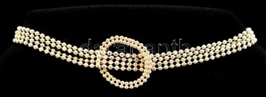 Ezüst(Ag) négysoros gyöngymintás karkötő, jelzett, h: 18,5 cm, nettó: 6,3 g