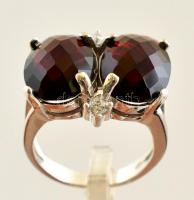 Ezüst(Ag) dupla köves gyűrű, jelzett, méret: 56, bruttó: 7,7 g