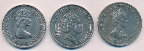Guernsey 1977. 25p Cu-Ni "Ezüst Jubileum" + 1986. 2Ł Cu-Ni "Nemzetközösségi játékok&q...