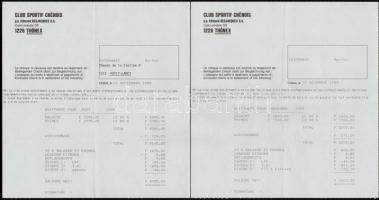 cca 1990 Esterházy Márton (1956- ) focista iratai: megállapodás, számla, stb., összesen 4 db