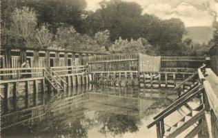 Nagydisznód, Heltau, Cisnadie; Úszóiskola. Emil Fischer, Jos. Drotleff / Schwimmschule / swimming school, swimming pool (felületi sérülés / surface damage)