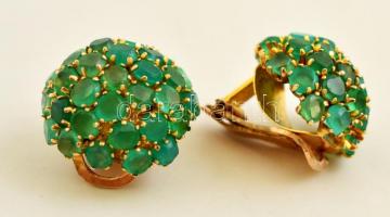 Arany (Au.) 14 K smaragd köves klipsz és gyűrű, jelzett, együtt bruttó:12 g, 2 db kő hiányzik, méret...