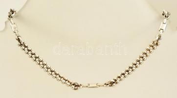 Ezüst(Ag) apró golyós nyaklánc és karkötő, jelzett, h: 18,5 és 41 cm, nettó: 13,1 g