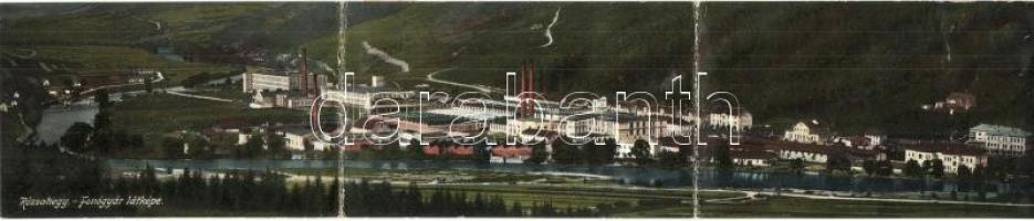 Rózsahegy, Ruzomberok - 2 db régi városképes lap, ebből az egyik egy 3-részes panorámalap a fonógyár...