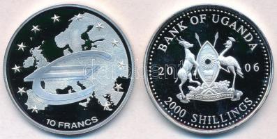 Vegyes: Kongói Demokratikus Köztársaság 2003. 10Fr Ag "Európai Unió" + Uganda 2006. 2000Sh...