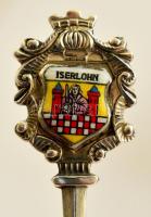 Ezüst(Ag) "Iserlohn" zománcos, címeres, koronás kanél, jelzett, h: 11 cm, bruttó: 10,8 g