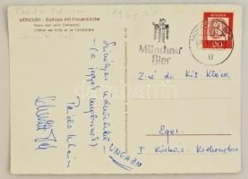 Préda István (1941-) világbajnok párbajtőröző és Schmitt Pál aláírása képeslapon