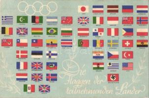 1936 Olympiajahr, Die Flaggen der teilnehmenden Länder. Reichssportverlag / Summer olympics, the flags of the participating countries (EK)