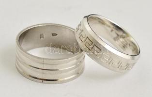 Ezüst(Ag) gyűrű, 2 db, jelzett, méret: 50 és 53, nettó: 8,1 g